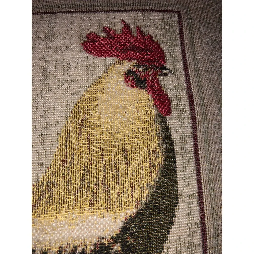 Granny's Country Farmhouse‎ Rooster Throw Pillow Brocade & Velvet 15x15x5